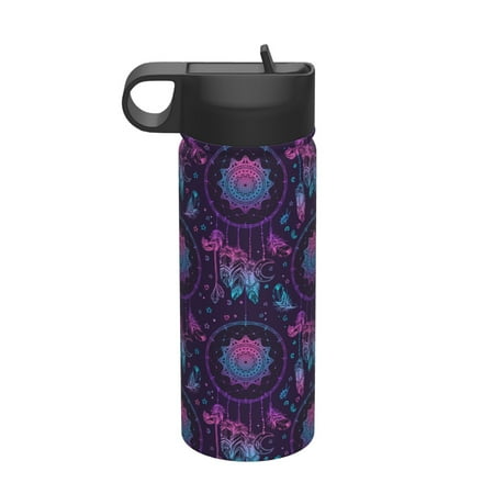 

Goofa Purple Dreamcatcher1 for Insulated Kettle 18oz Water Bottle Insulated Tumbler with Handle & Flip Straw - Fits in Cup Holder Leak Resistant Tumbler