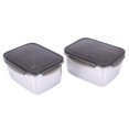 thumbnail image 1 of 2 piezas Rectángulo de acero inoxidable - Caja de almacenamiento Caja sellada Contenedor de alimentos - Lonchera con tapa, 1 of 5