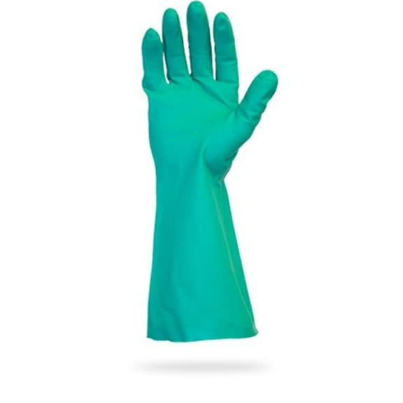 Green Flock Lined Nitrile Gloves, Small - Pack of 12