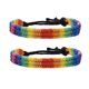thumbnail image 1 of Nvzi 2 pulseras arcoíris tejidas a mano, pulseras de la amistad ajustables, color negro., 1 of 5