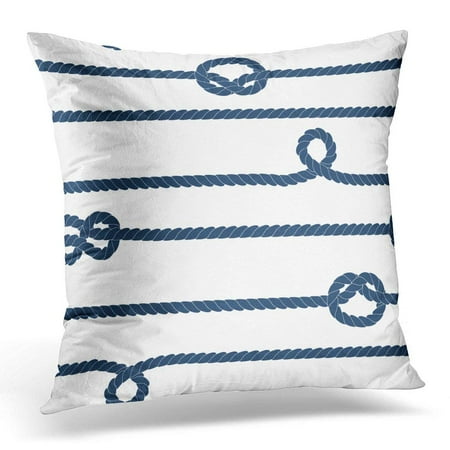 Navy Block - USART Black Sail Navy Rope and Marine Knots Striped in Blue and White Boat Pillows case 18x18 Inches Home Decor Sofa Cushion Cover