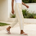 thumbnail image 7 of HongQid Casual Cropped Pants Lace Side Stripe Elastic Waist Drawstring Tapered Trousers With Pockets for Women,2XL, 7 of 7