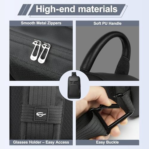 hk Sling Bag for Man, Waterproof Utility Crossbody Bag with Anti-theft Pocket, Black