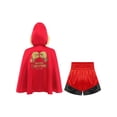 thumbnail image 2 of vastwit Youth Kids Boys Boxing Robe Hooded Cape and Shorts Set 2-Piece Kickboxing Uniform Training Outfit Red Gold Black 16, 2 of 7