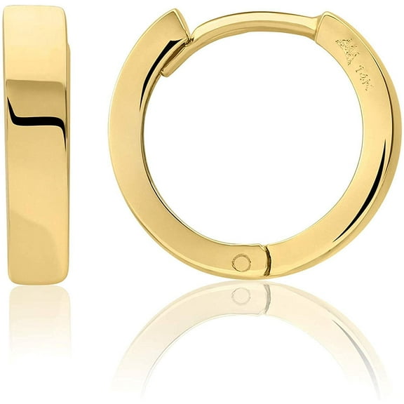 Solid 14K Yellow Gold Huggie Cuff Earrings Small Hoop Earrings for Women, 0.4 Inch Diameter