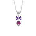 thumbnail image 2 of Delight Jewelry 12mm Purple Roller Spinner with Silvertone Lining Glass Spinner Purple Bow Heart Necklace, 2 of 4