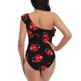 thumbnail image 5 of Picia Beautiful Red Ladybug Pattern Women's One Piece Swimsuits,One Shoulder Swimwear Asymmetric ,Ruffle Monokinis Bathing Suits,High Waisted Flattering Bathing Suits-Small, 5 of 8