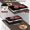 thumbnail image 2 of 2 Burner Electric Cooktop 110v Plug in, Portable 2000W Infrared Cooktop Double Burner 12in Ceramic Glass Stove Top Burner, Built In or Countertop for Indoor Outdoor Cooking, 2 of 7