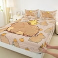thumbnail image 3 of Homewish Kawaii Brown Capybara Twin Sheet Sets,Cute Yellow Duck Twin Fitted Sheet,Cartoon Animal 03 For Girl Boys,Luxury Bedroom Decor,3 Pieces, 3 of 7