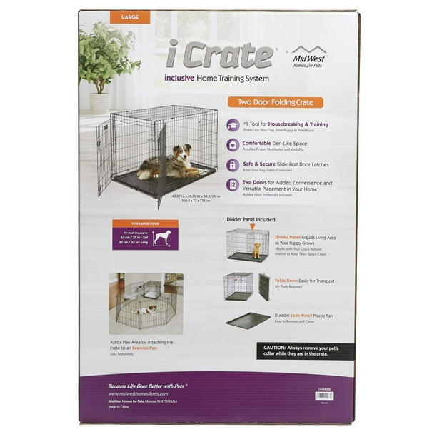 MidWest iCrate Double-Door Folding Dog Crate with Divider Panel