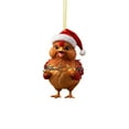 thumbnail image 2 of 6 Pack Farmhouse Chicken Christmas Ornaments, 2D Acrylic Flat Rooster Hanging Decoration, Funny Animal Pendants for Holiday Tree, Car Mirror Charm, Winter Party Decor Gift, 2 of 5