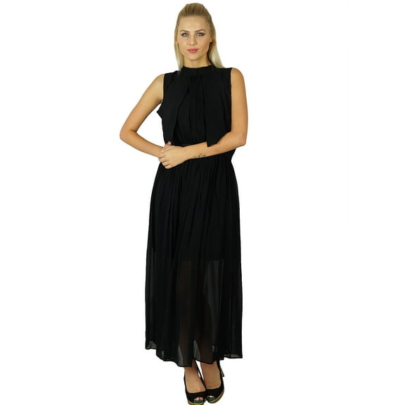 Bimba Women Long Maxi Dress Formal Georgette Flowy Gown Casual Formal Clothing
