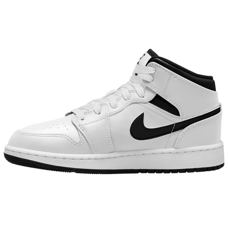Nike Kids Air Jordan 1 Mid White/Black Grade-School Size 7Y