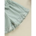 thumbnail image 6 of Bagilaanoe 3pcs Toddler Baby Girl Shorts Set Fly Sleeve Floral Print A-Line Tops + Shorts + Headband 6M 12M 18M 24M 3T 4T Kids Casual Summer Clothes, 6 of 7