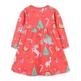 thumbnail image 4 of Godderr Baby Girls Christmas Dress for Toddler Kids Crewneck Dress Printing Dress Casual Cotton Long Sleeve Dresses for 1-8Y, 4 of 5