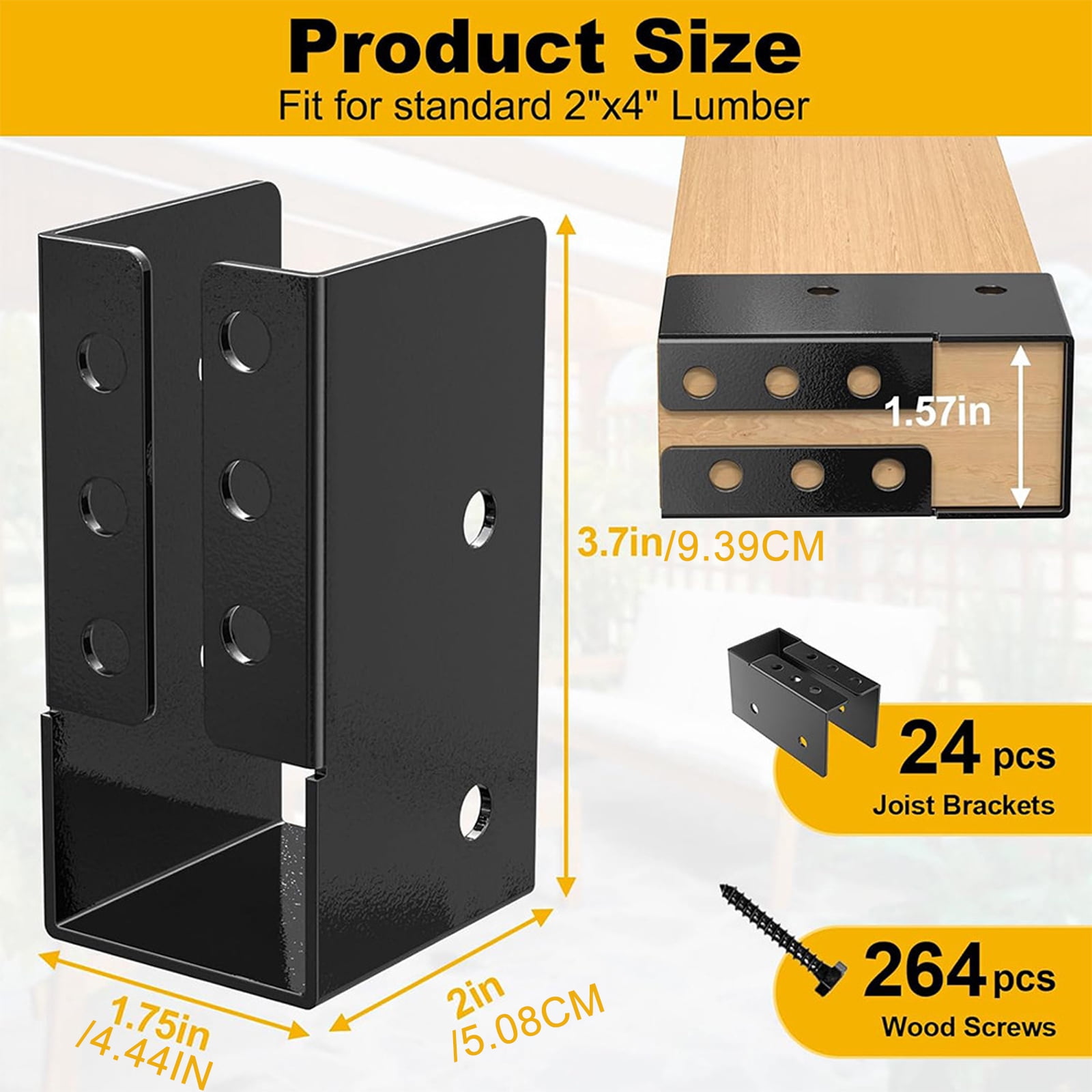 2Pcs Metal Deck Railing Bracket Connector Adjustable Fence Bracket Concealed Support Beam Hanger Flange Enduring