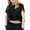 Black, variant on Girl's Open Back Workout Tops Oversized Crop Gym Shirts Loose Fit Criss Cross Short Sleeve Athletic Tee for Running Yoga