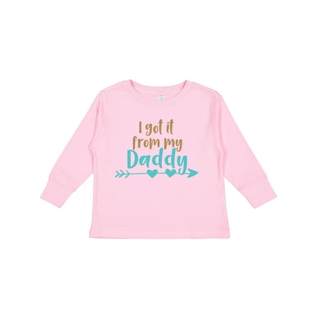 

Inktastic I Got It From My Daddy Arrow Hearts - Blue Brown Boys or Girls Long Sleeve Toddler T-Shirt