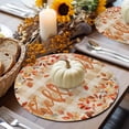 thumbnail image 6 of Fall Round Placemats Set of 4 Hello Fall Place Mats Thanksgiving Woven Placemat Autumn Leaf Orange Plaid Circle Braided Table Mat for Kitchen Dining Table Autumn Party Home Decor 15 Inch, 6 of 9