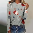 thumbnail image 2 of Lolmot Long Sleeve Tops for Women, Plus Size Christmas Snowman Print Round Neck T-Shirt Funny Holiday Blouse Tunic Tops, 2 of 5