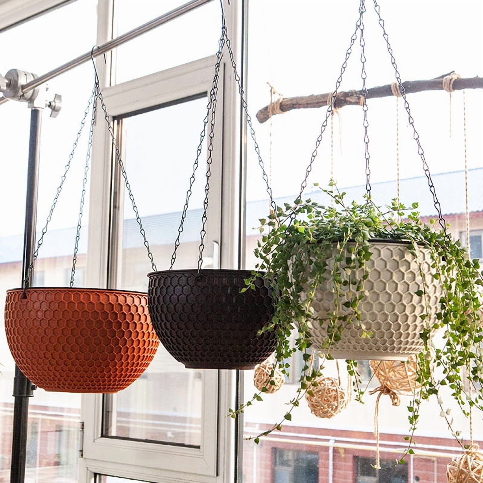 10 Inch Hanging Planters for Indoor Plants, Outdoor Garden Planter Pots, Honeycomb