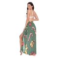 thumbnail image 3 of FORMRS Womens Long Sarong Beach Wrap Semi-Sheer Bikini Skirt Bathing Swimsuit Cover Up, Yellow Christmas Gingerbread, 3 of 7