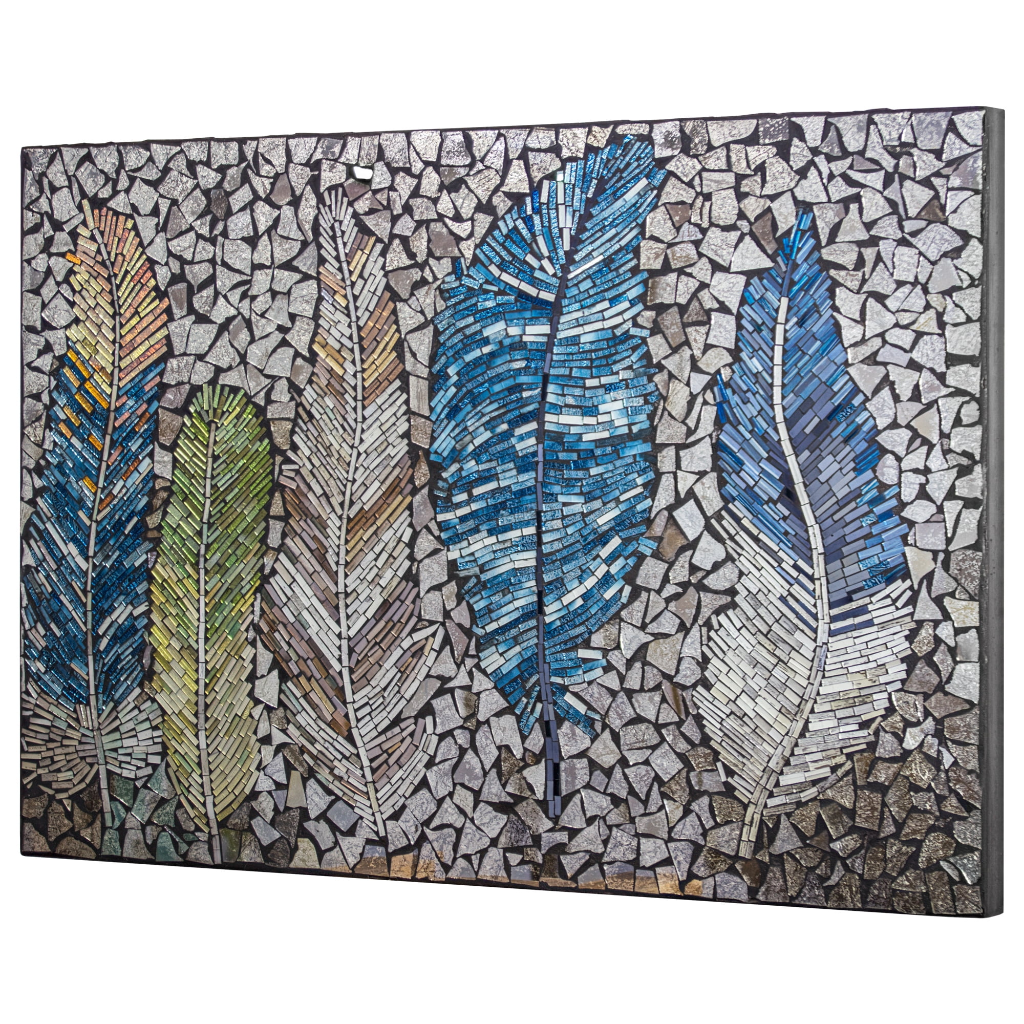 Birds Feathers Crushed Glass Mosaic Wall Art Decor