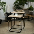 thumbnail image 2 of DecMode 18" x 24" Black Metal Arched Accent Table with Wood Zig Zag Patterned Top and Rattan Accents, 2-Pieces, 2 of 12