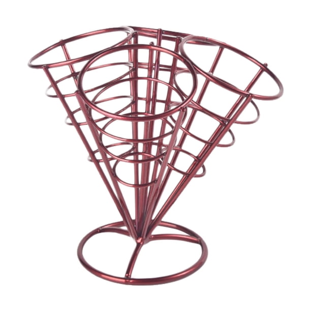 Cesta cónica para freír de varios cabezales, versátil, resistente al óxido, para pollo frito, patatas fritas, cesta de alambre de metal para palomitas Rojo