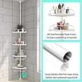 thumbnail image 3 of Shower Caddy Corner, Rustproof ABS Shower Organizer Corner with 32-125 inch Steel Poles, No Drill Shower Shelf, Corner Shower Caddy Tension 4 Shelves, White, 3 of 7