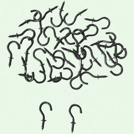 Black Ceiling Hooks 1/2'', Pack of 60, Screw-in Light Hooks for DIY Jewelry