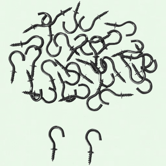 Black Ceiling Hooks 1/2'', Pack of 60, Screw-in Light Hooks for DIY Jewelry