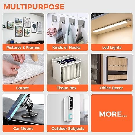 Multipurpose Double Sided Tape Heavy Duty - Adhesive Silicone Tape, Heat Resistant, Multi-Functional, Removable, Washable, Reusable Anti-Slip Gel Nano Grip Tape- 3 Meter
