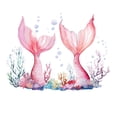 thumbnail image 3 of Adhesivos de pared con forma de cola de sirena en acuarela con coral y burbujas, 3 of 4