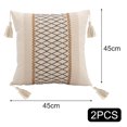 thumbnail image 2 of Fundas de almohada de 18 x 18 pulgadas, 2 piezas para sala de estar de estilo rústico, fundas de almohada de algodón y arpillera con textura de rayas tejidas estilo bohemio, 2 of 5