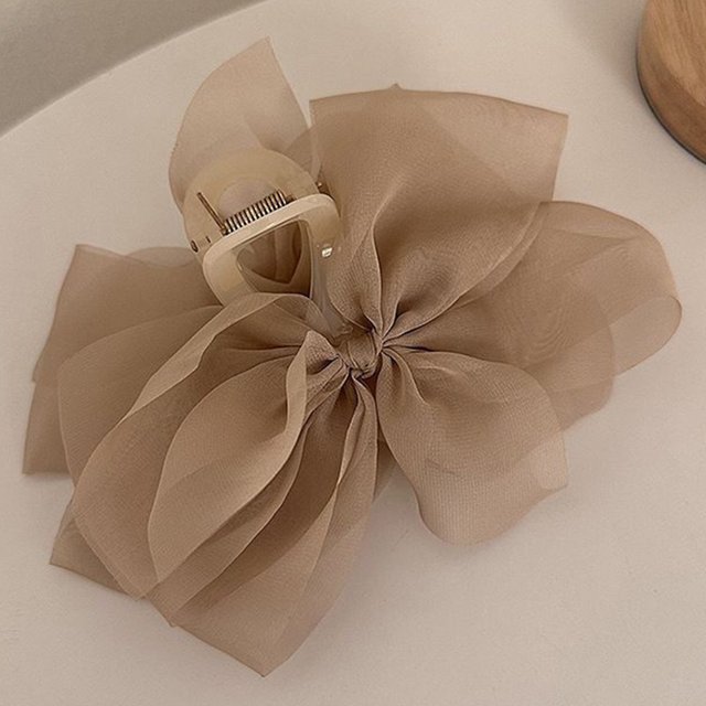 Clip Mesh Bow Grip Cabello elegante Cabello femenino Gran tamaño Café dulce Sywqhk Libre de BPA