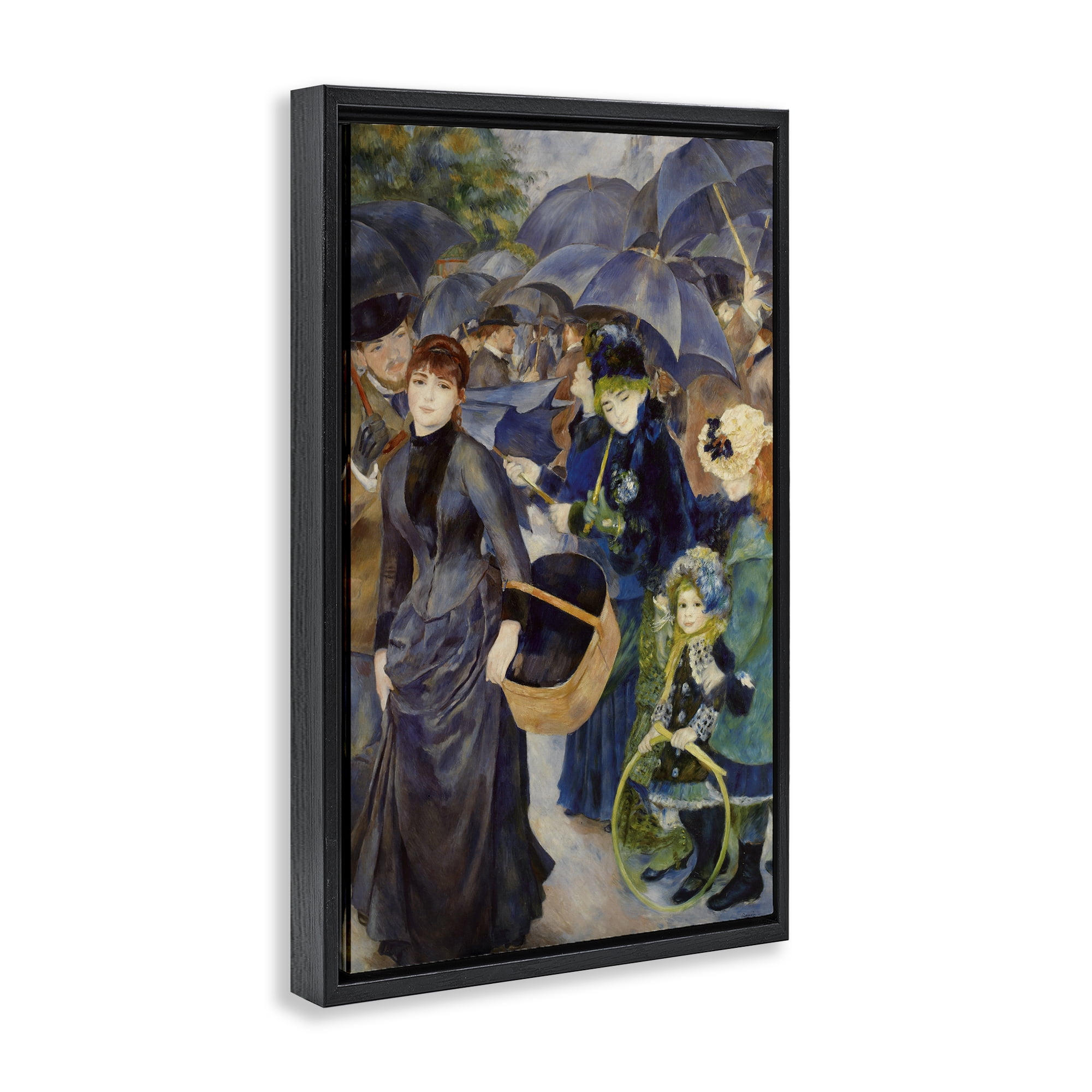 The Umbrellas Renoir Black Framed Floater Canvas Wall Art, design by Masters Collection