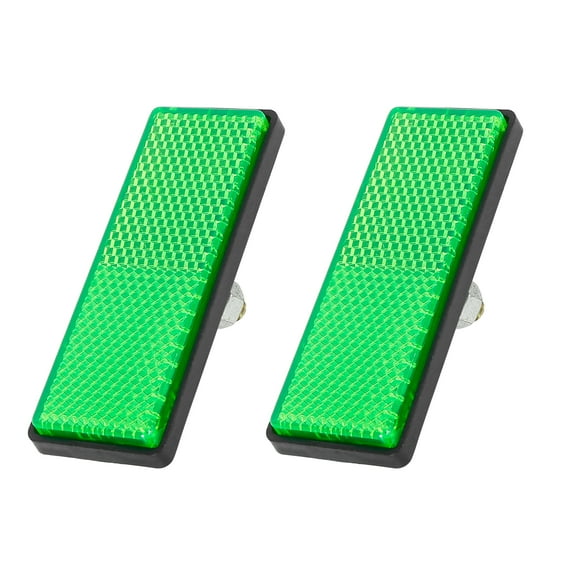 Unique Bargains Pair 5mm-6mm Green Rectangle Universal Screw Mount Reflective Warning Reflector for Motorcycle Bicycle