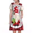 thumbnail image 1 of Balery Gnome And Buffalo Plaid Vestidos sueltos de manga corta para mujer, vestidos de verano 2025, vestidos casuales de corte A con vuelo., 1 of 6