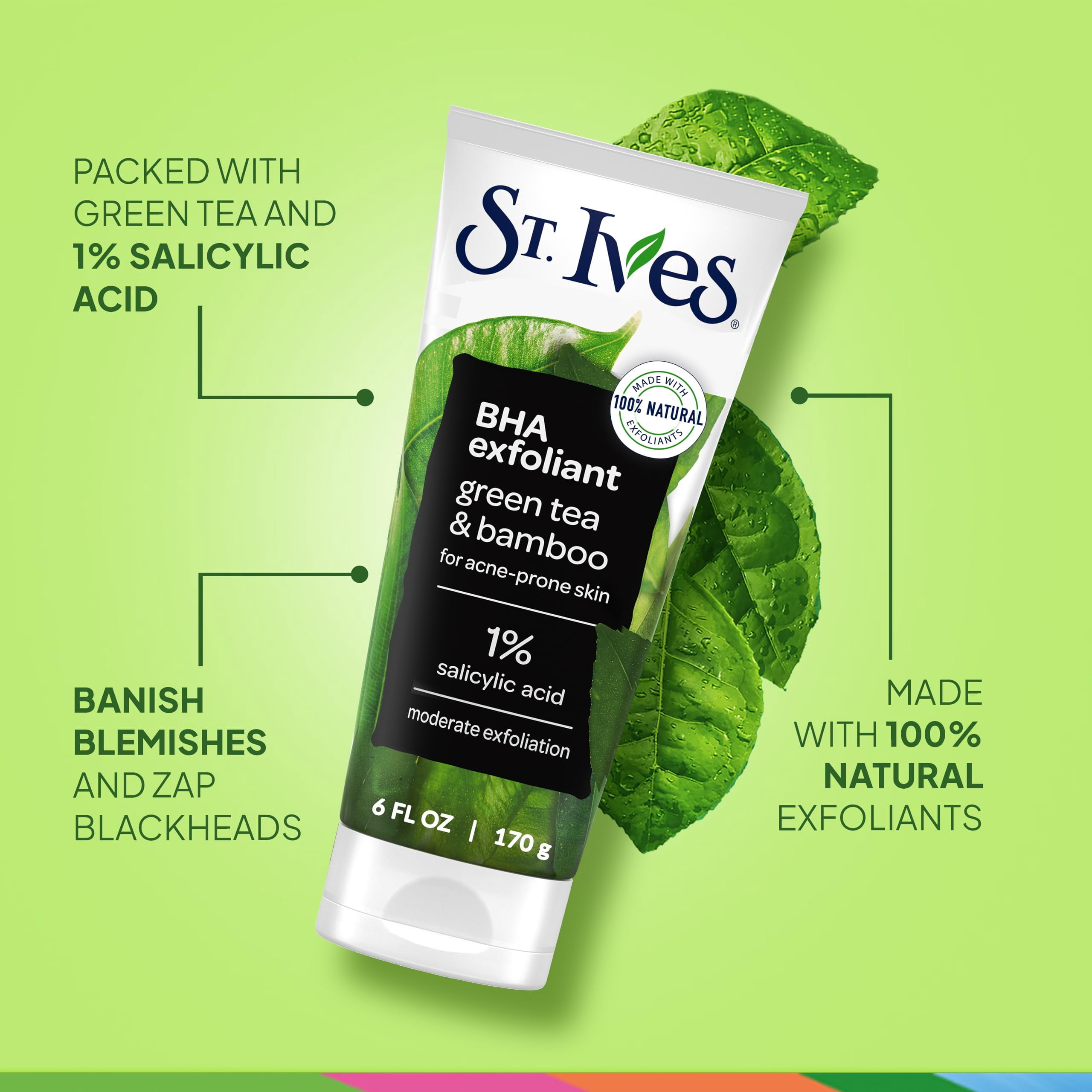 St. Ives Blackhead Clearing Green Tea and Bamboo Face Scrub 6 Oz. - 3 Pack