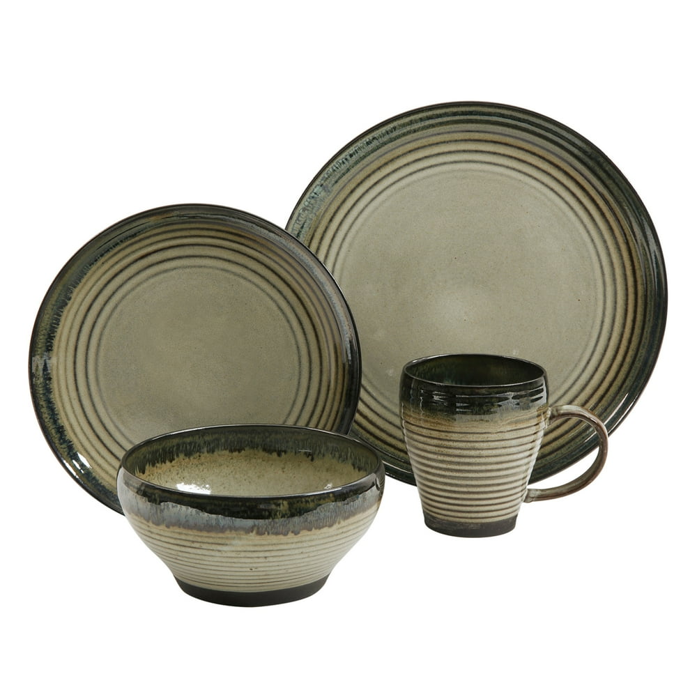 Gibson Forest Lake 16 Piece Dinnerware Set in Luster Omni Blue