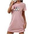 thumbnail image 5 of Elvqul Women's Nightgowns Plus Womens Sleepwear Short Sleeve Pink Pull on Nightshirts Short Nightgowns, 5 of 6