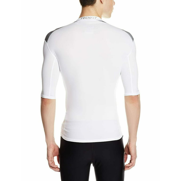 Adidas Men's TechFit Short Sleeve Compression Base Tee White/Heather Gray  AJ4974