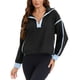 thumbnail image 2 of Sudadera recortada para mujer ATHLECHIC con media cremallera, pulóver de forro polar, chaqueta oversized con bolsillos, S, negra, 2 of 5