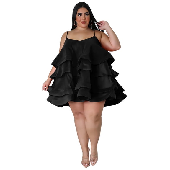 AURA Women Sleeveless Square Neck Ruffle Strap Dress Sexy Princess Midi Dress Summer Vacation Dress