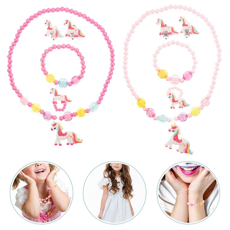 10pcs Unicorn Necklace Unicorn Bracelet Hair Ring and Earring Set Unicorn  Gifts for Little Girls 