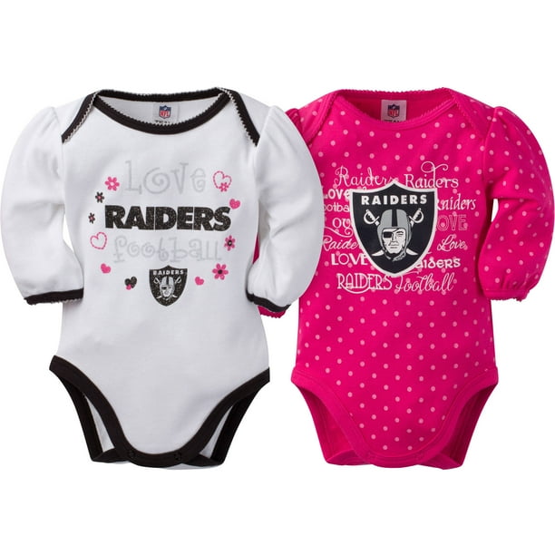 NFL NFL Oakland Raiders Baby Girls Long Sleeve Bodysuit Set, 2Pack