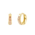 thumbnail image 3 of Brilliance Fine Jewelry 10K Yellow Gold Polished Huggie Style Hoop Earrings with Pink Cubic Zirconia, 3 of 4