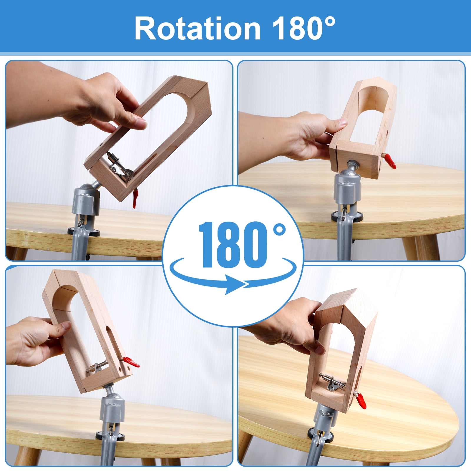 Toorise Leather Stitching Pony 180° Rotatable Leather Sewing Clamp Hand Stitching Wooden Clamp Tool Table Desktop Stitching Pony Clamp Leathercraft Hand Sewing Clamping Tool for Leather