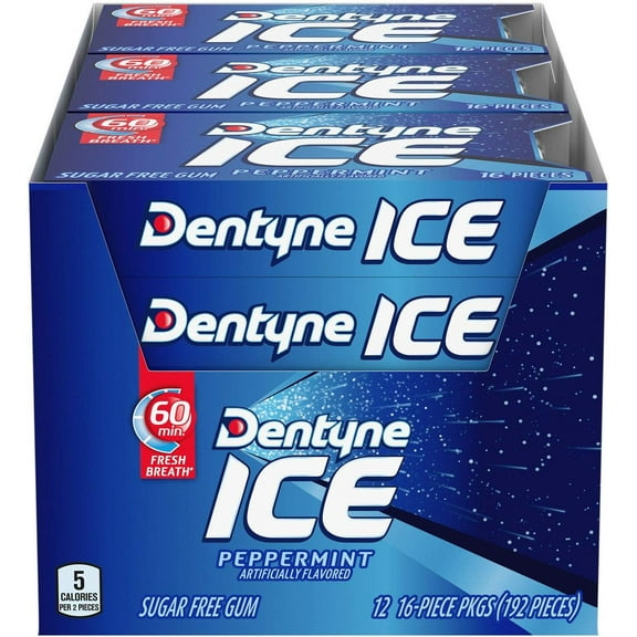 Dentyne Ice Peppermint Sugar Gum - 12 Packs.